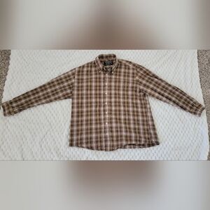 Traditonal‎ XL Men's Cotton Plaid Brown Shirt